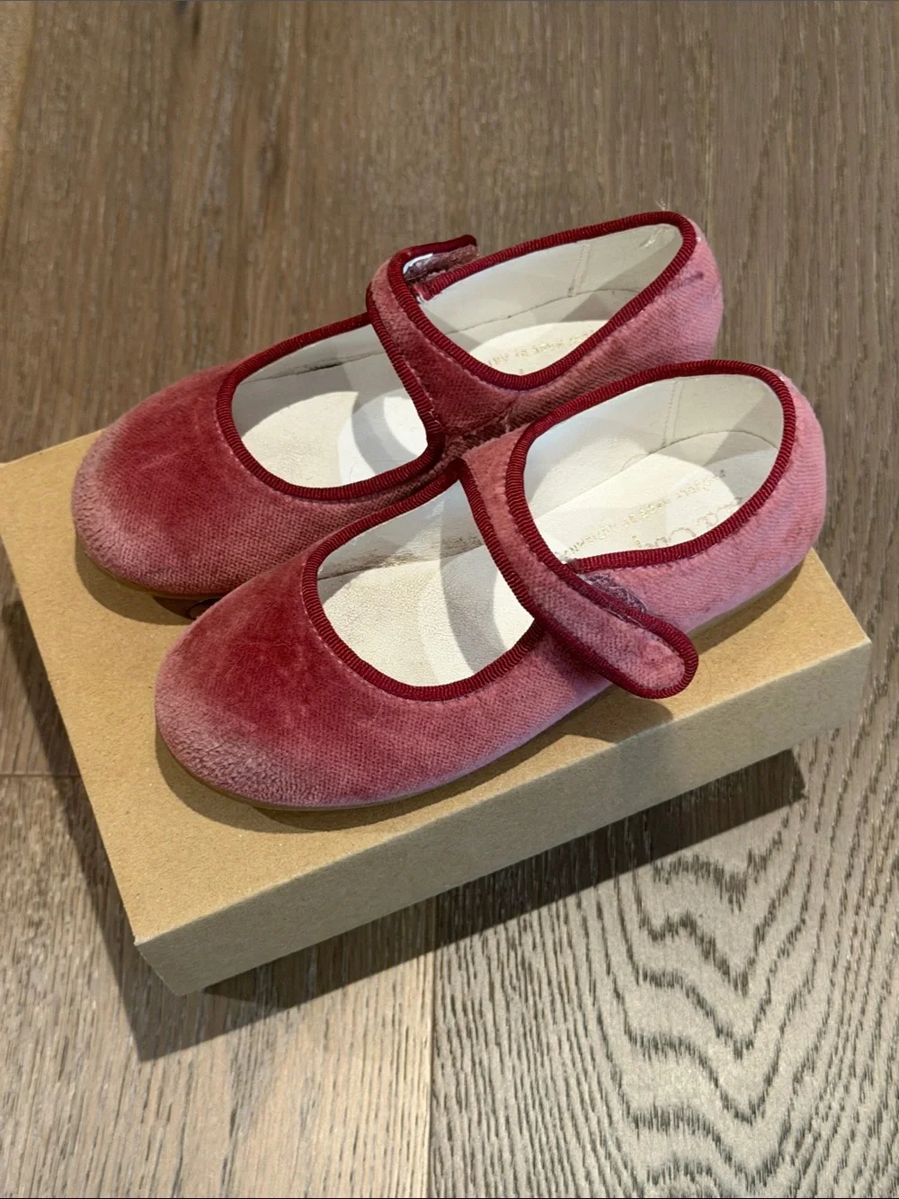 La Coqueta Dusty Pink Velvet Girl Mary Jane Shoes Size 25